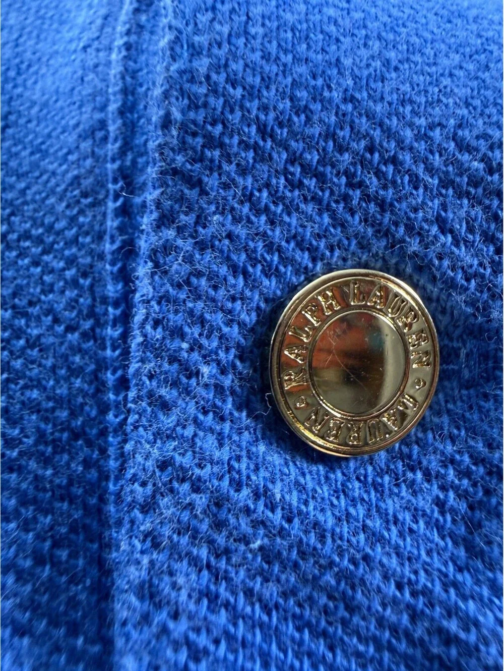 LRL Lauren Ralph Lauren Blue Polo Shirt w/ Gold Buttons Womens Size 1X XL Cotton